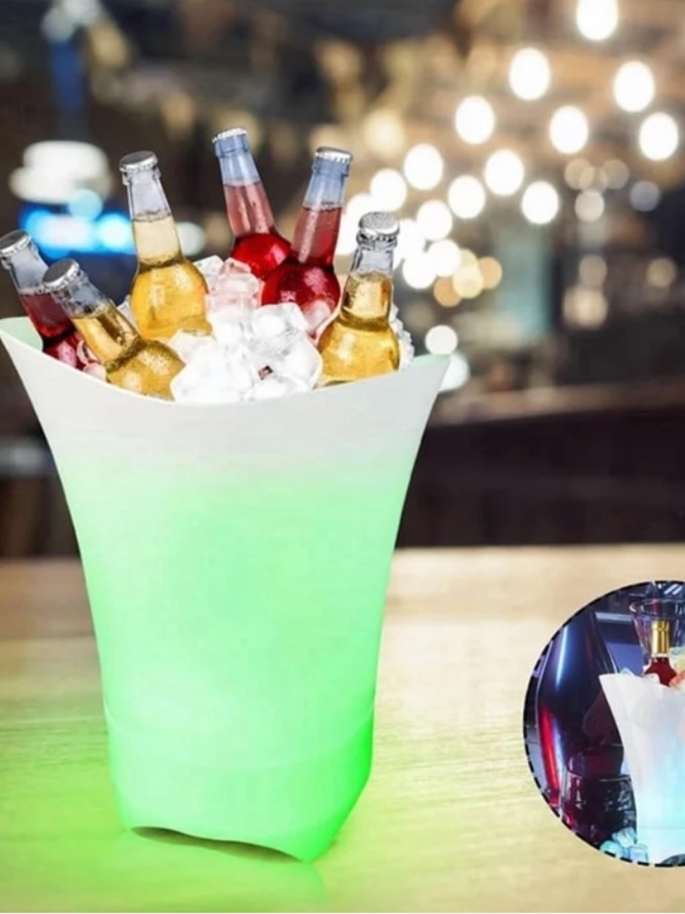 LED Ice Bucket with Bluetooth Speaker Lighted Beverage Tub for Parties Portable - Picture 4 of 7